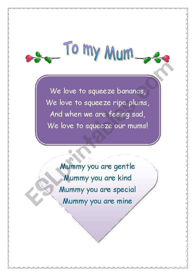 Mothers Day rhymes worksheet