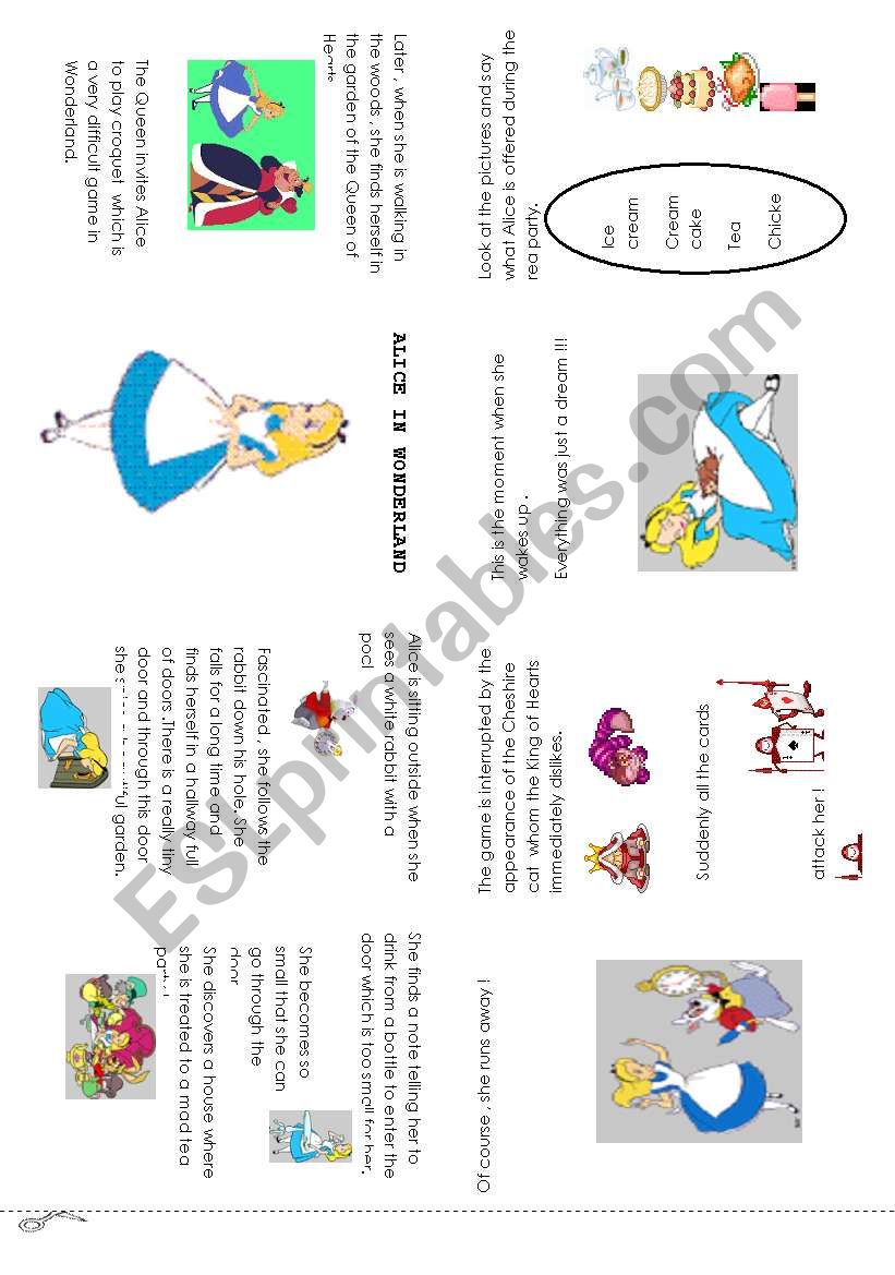 ALICE IN WONDERLAND MINI BOOK worksheet