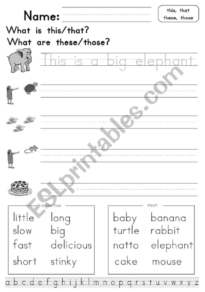 this that these those worksheet