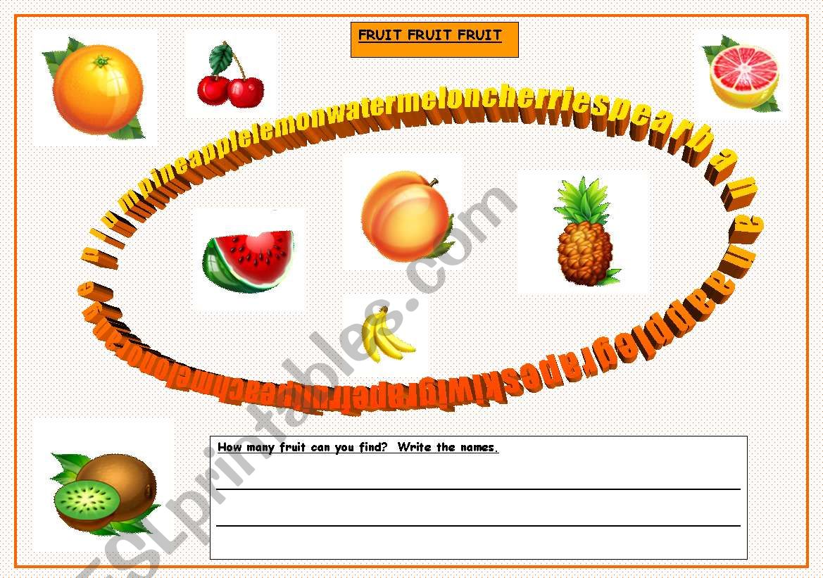 Fruit fruit fruit worksheet