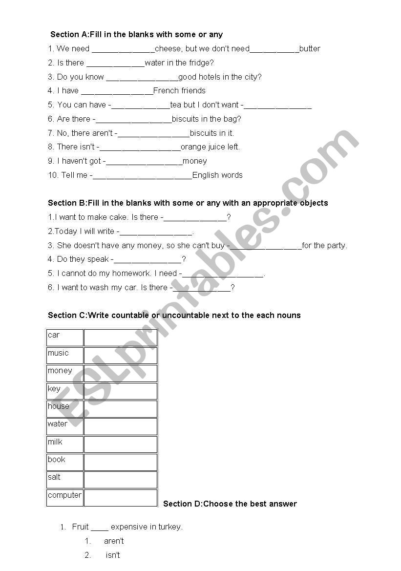 some/any worksheet