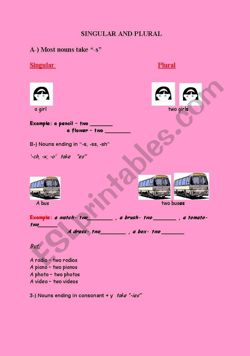 Singular/plural worksheet