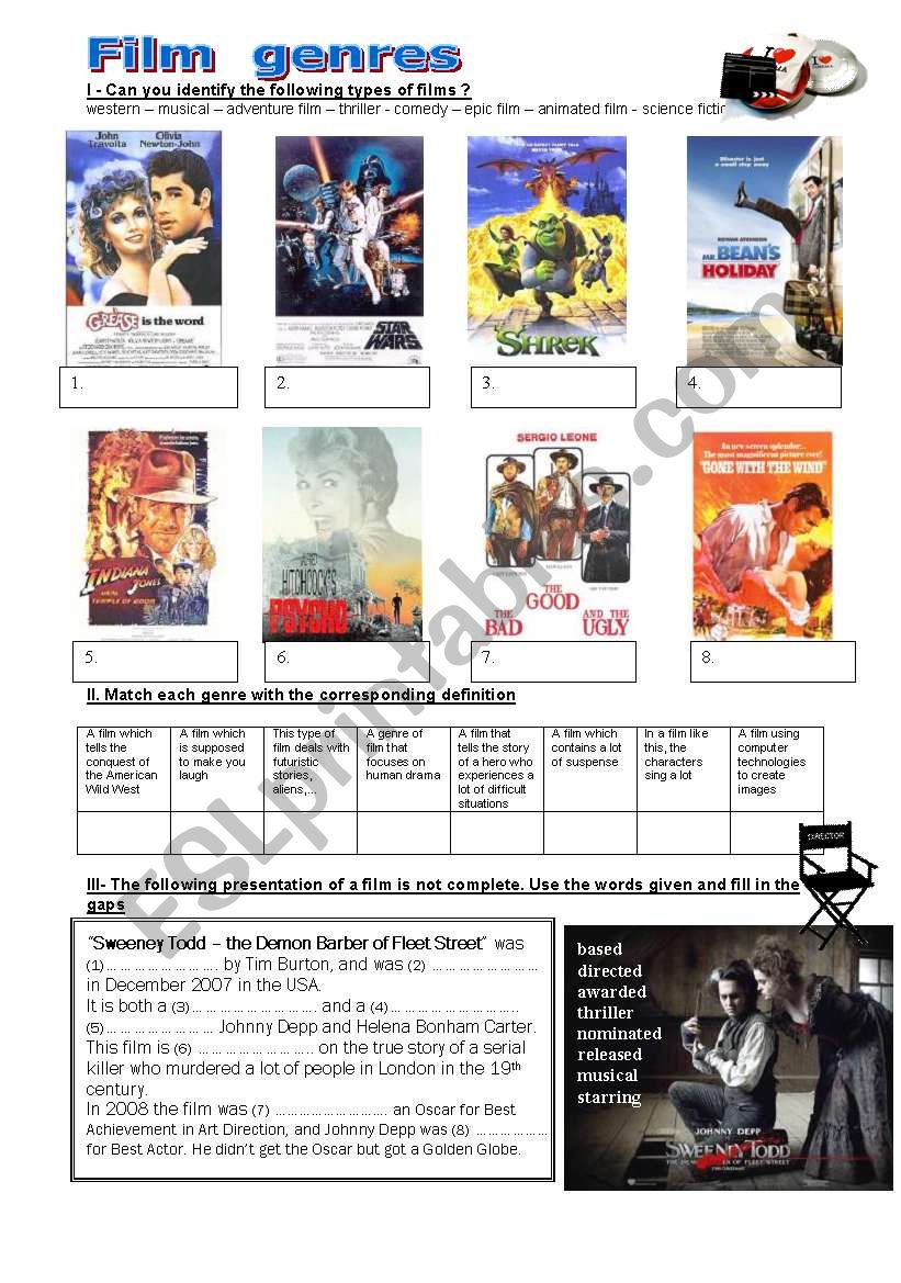 FILM  GENRES worksheet