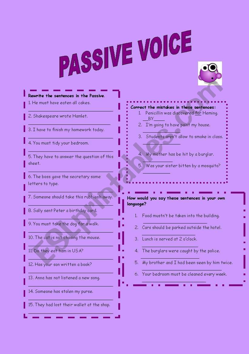 Passive exercises worksheet