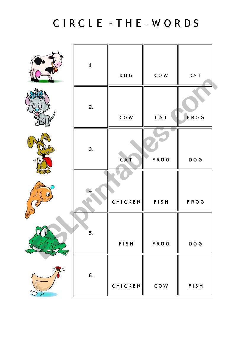 Multiple Choice about animals worksheet