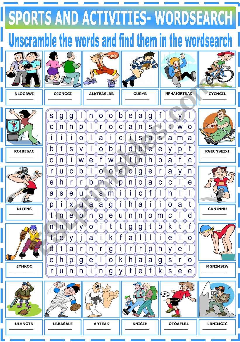 SPORTS AND ACTIVITIES - WORDSEARCH