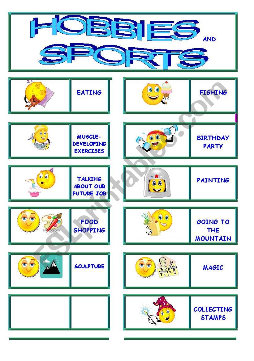 Hobbies and sports dominoes !!!!!!!!! 2/8