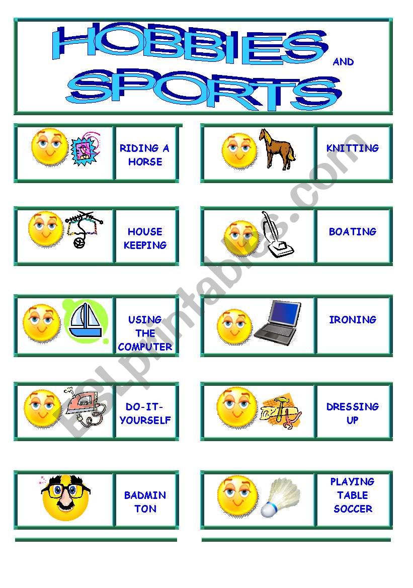 Hobbies and sports dominoes !!!!!!!!! 3/8