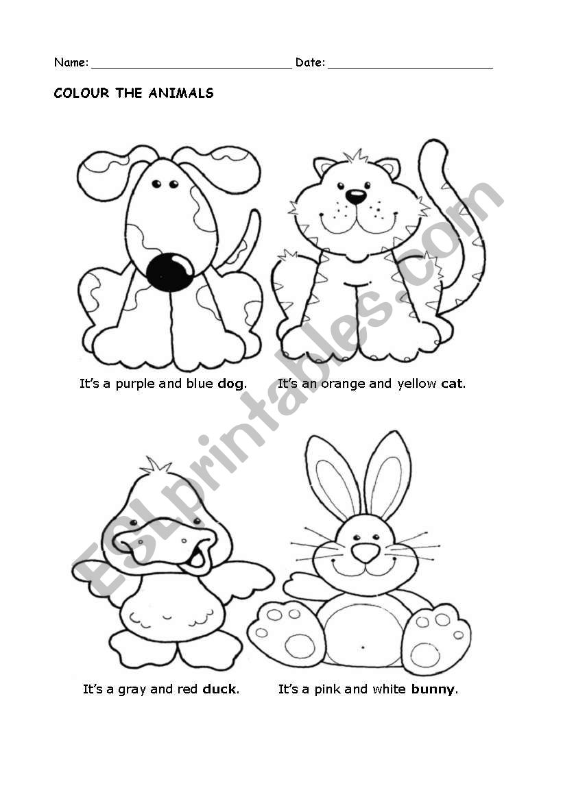 Colour the Animals worksheet