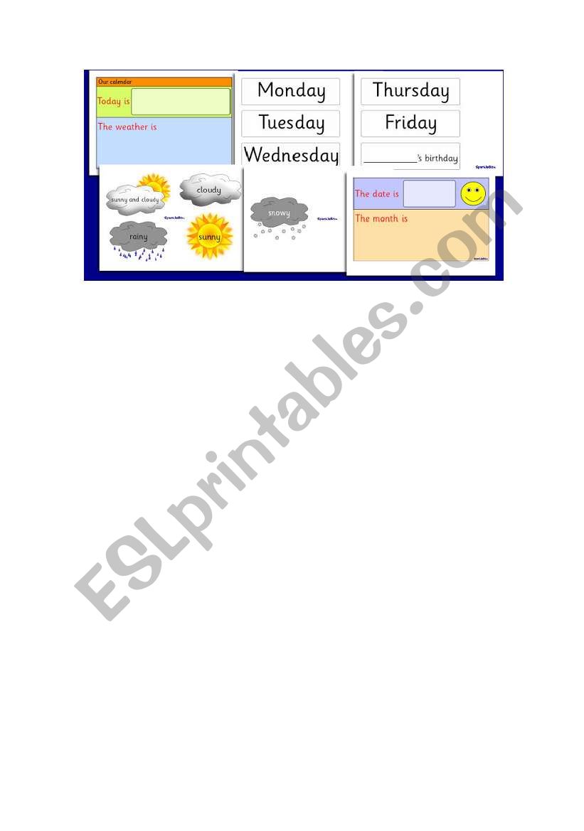 Calendar worksheet