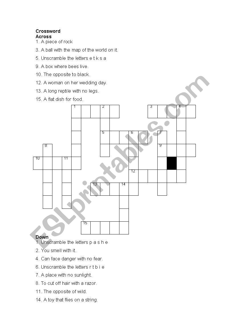 Crossword worksheet