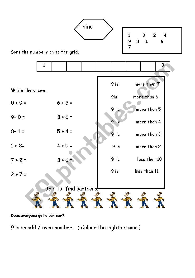 Nine  worksheet