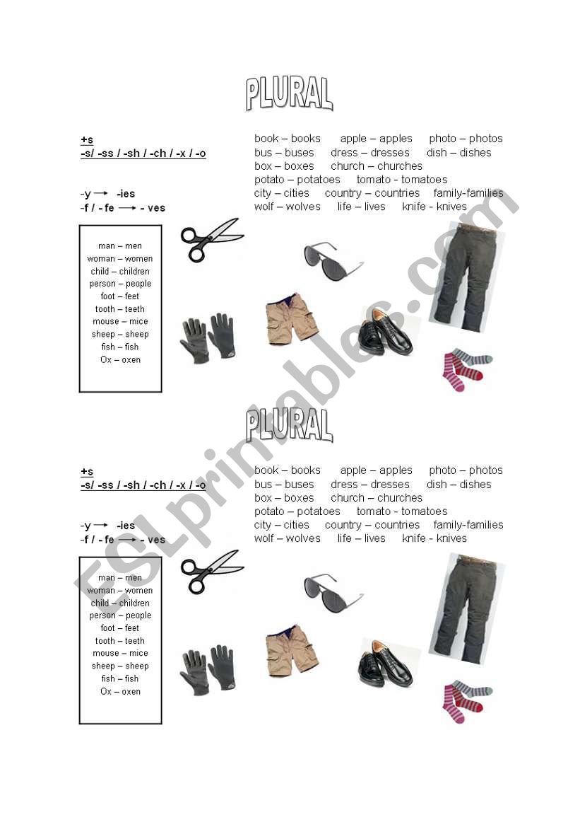 PLURALS worksheet