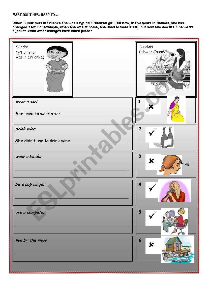Past routines (used to ...)  worksheet