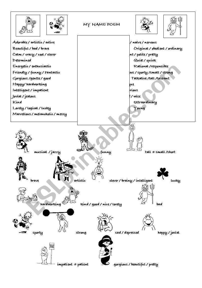 NAME POEMS worksheet