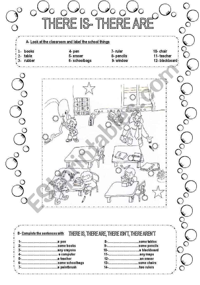 THERE IS-THERE ARE (2 pages) worksheet