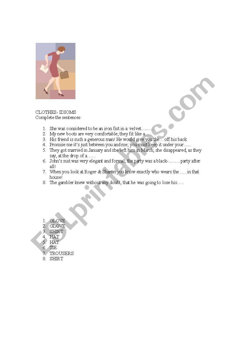 clothes/ collocations worksheet