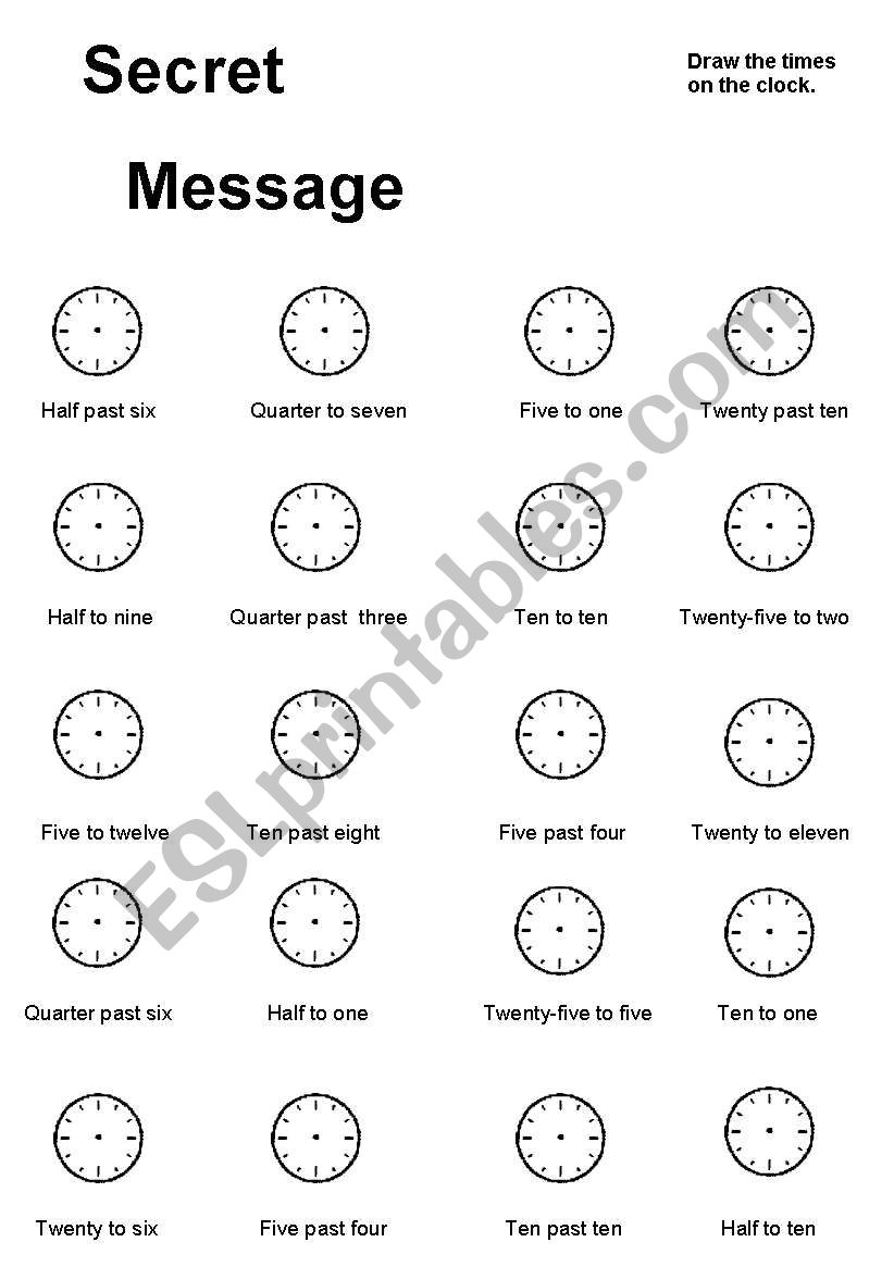 Secret Message worksheet