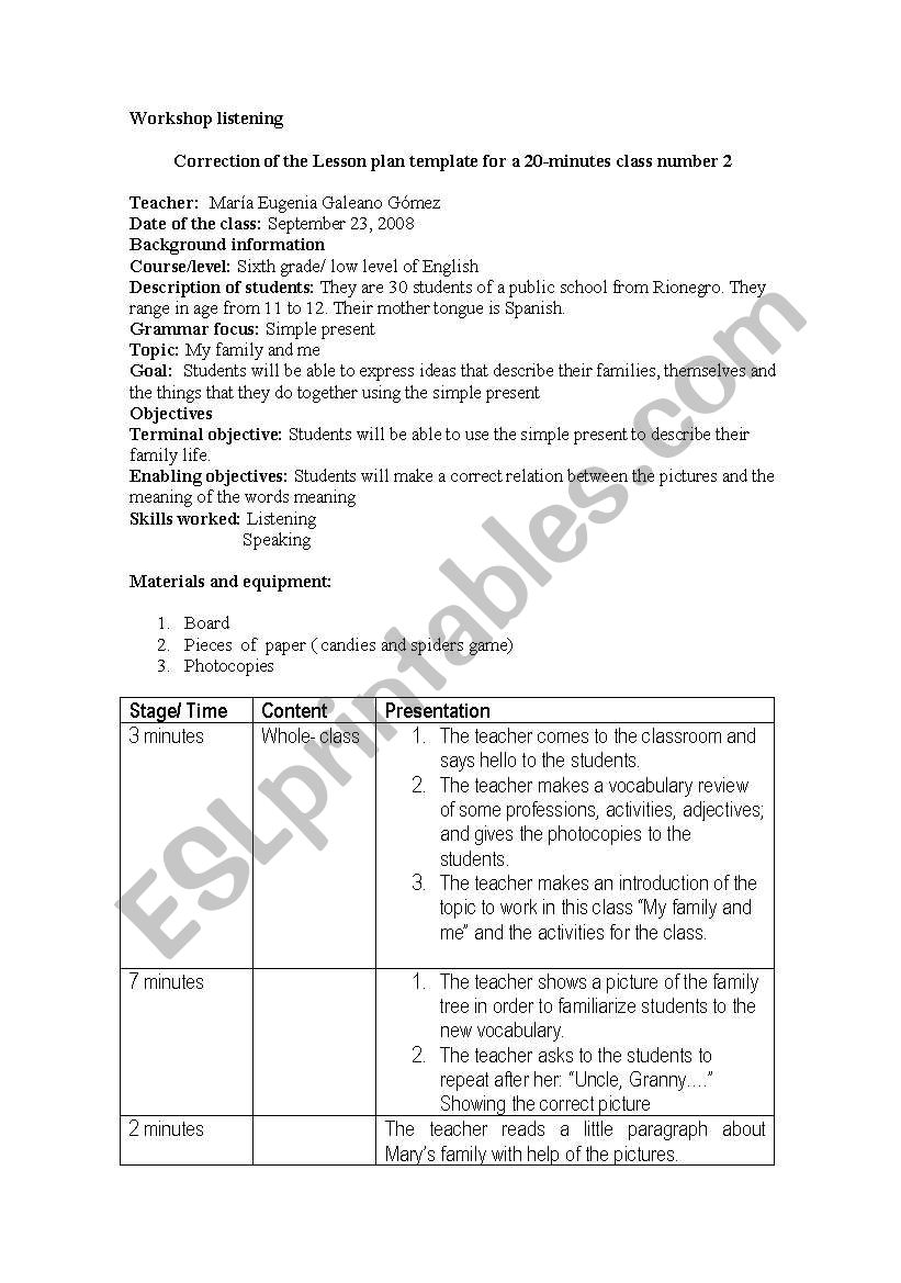 Lesson about  family worksheet