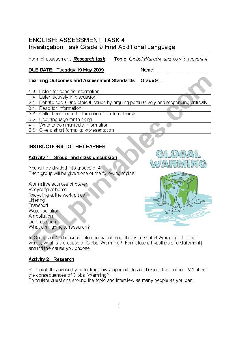 Research Task - Global Warming