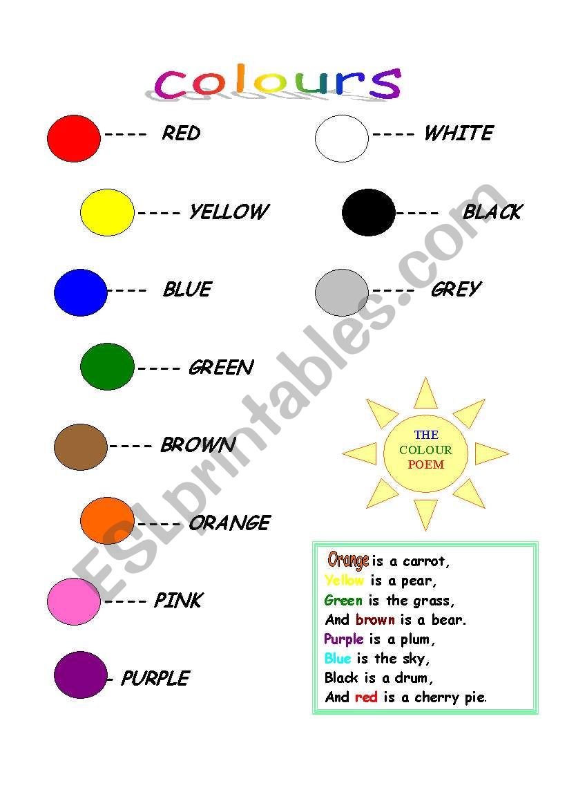 Colours worksheet