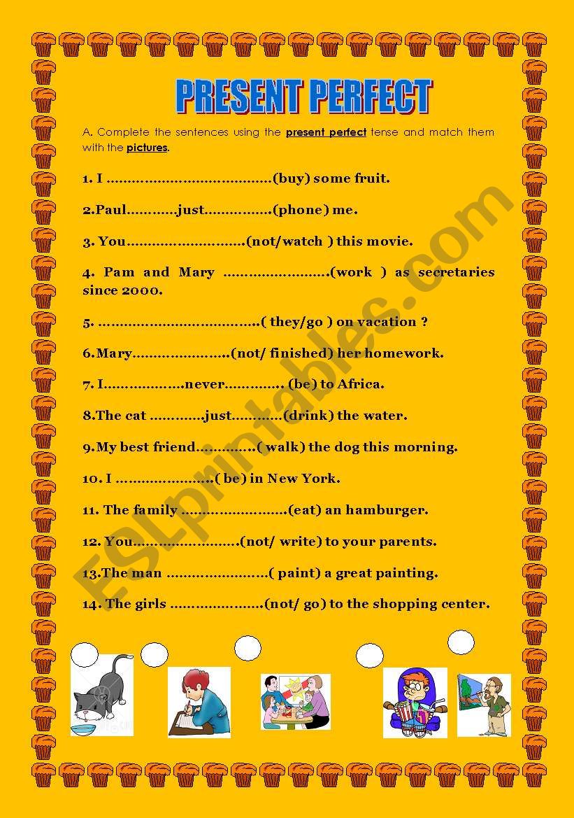 present perfect worksheet