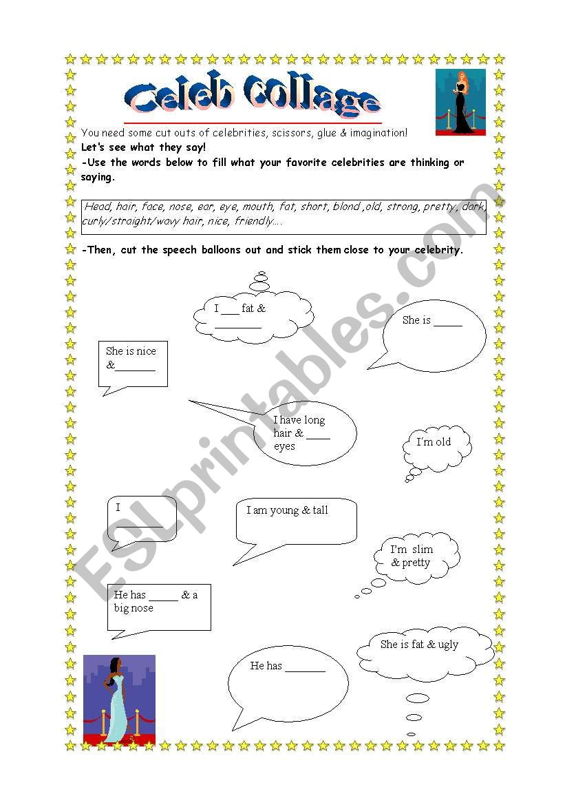 Celebrity collage worksheet