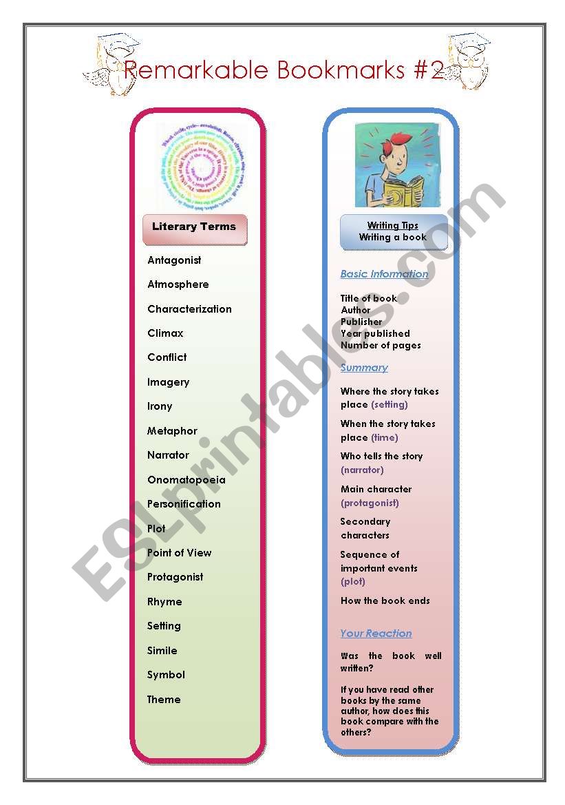 Remarkable Bookmarks #2 worksheet