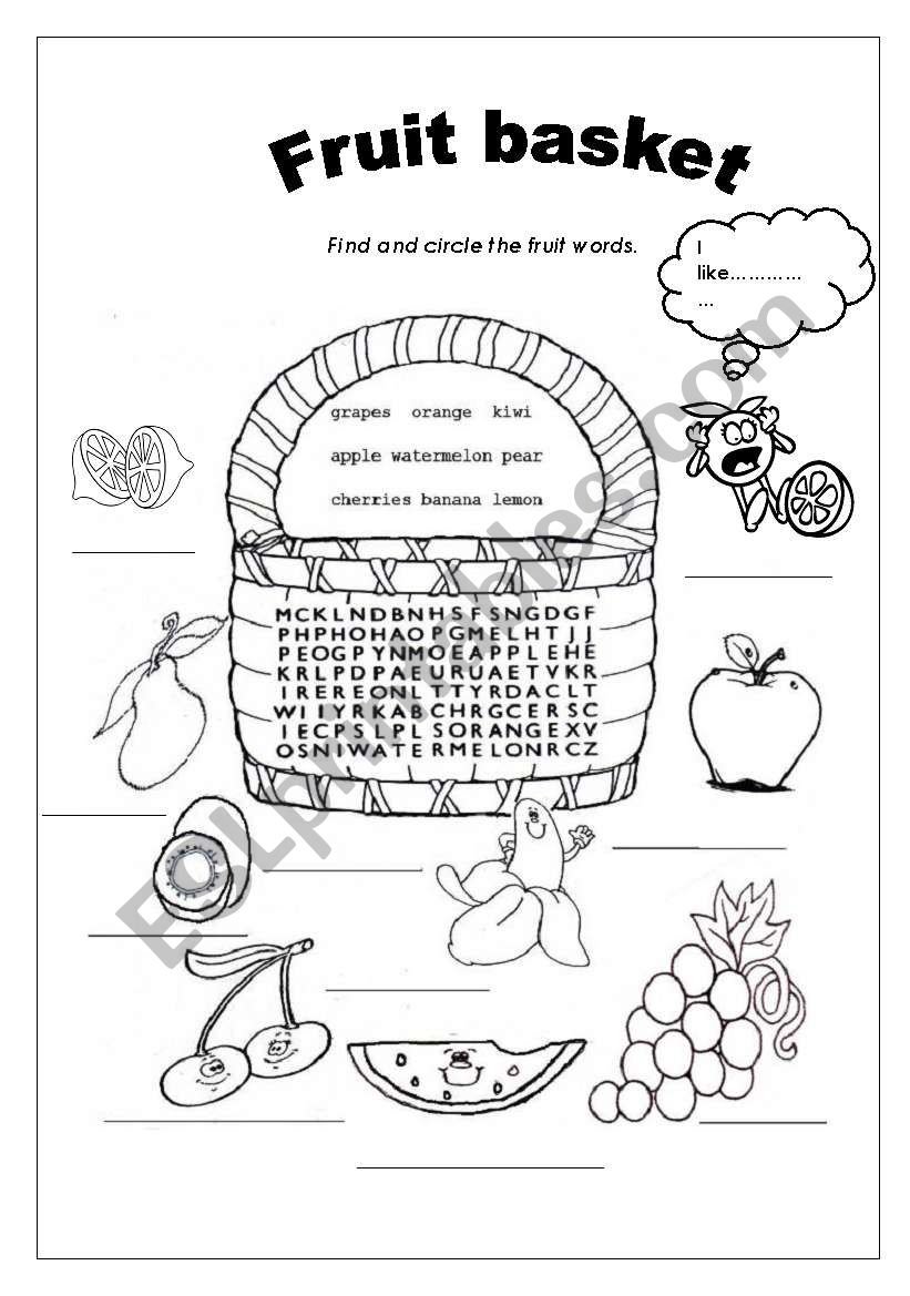 FRUIT WORDSEARCH worksheet