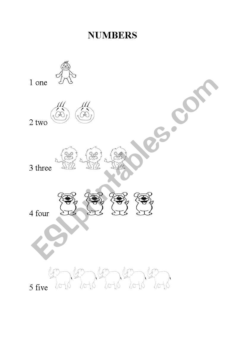 numbers worksheet