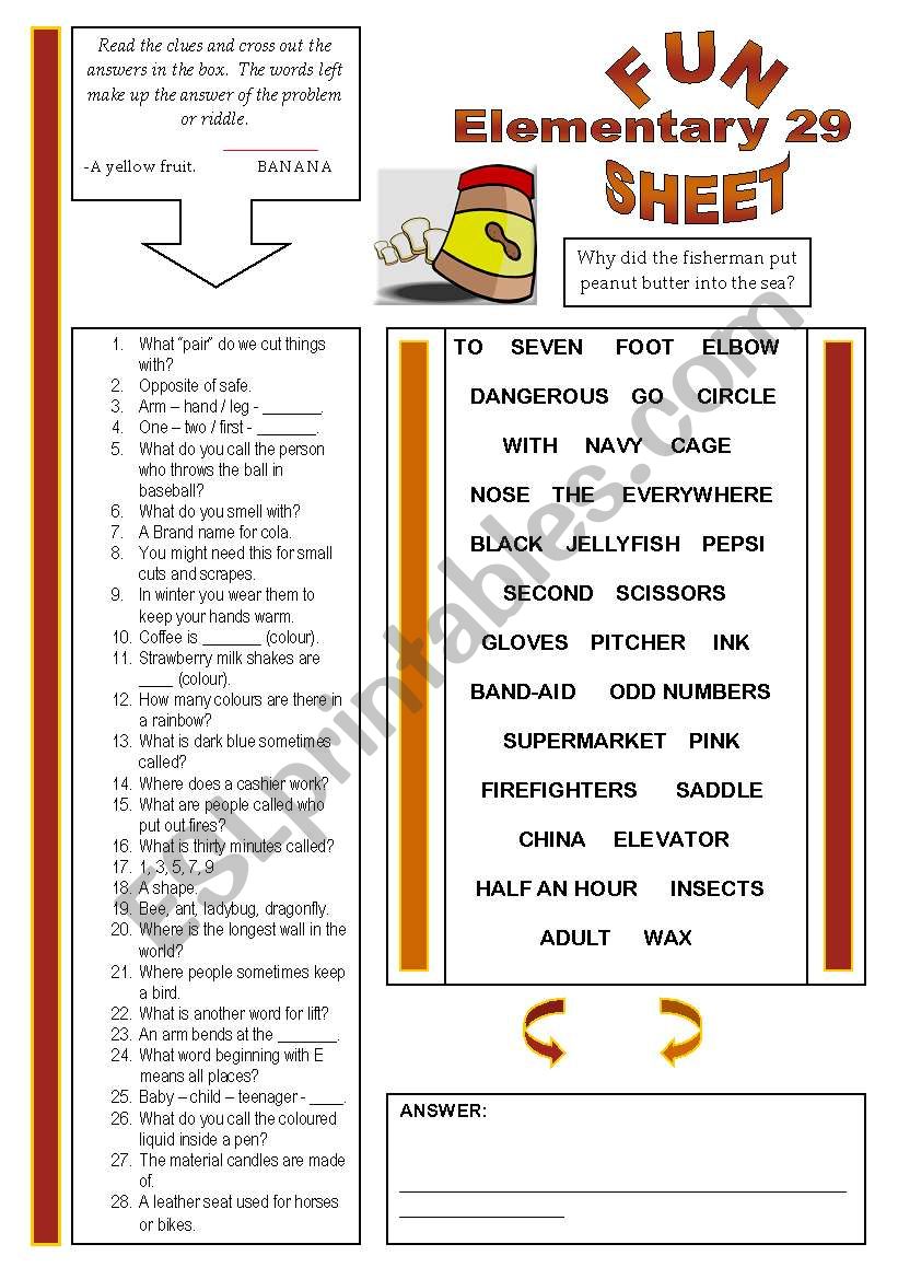 Fun Sheet Elementary 29 worksheet