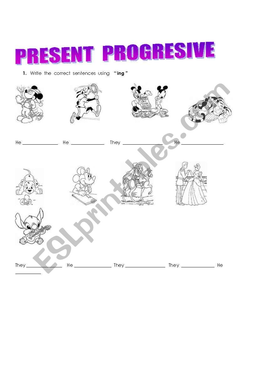 Present progresive worksheet