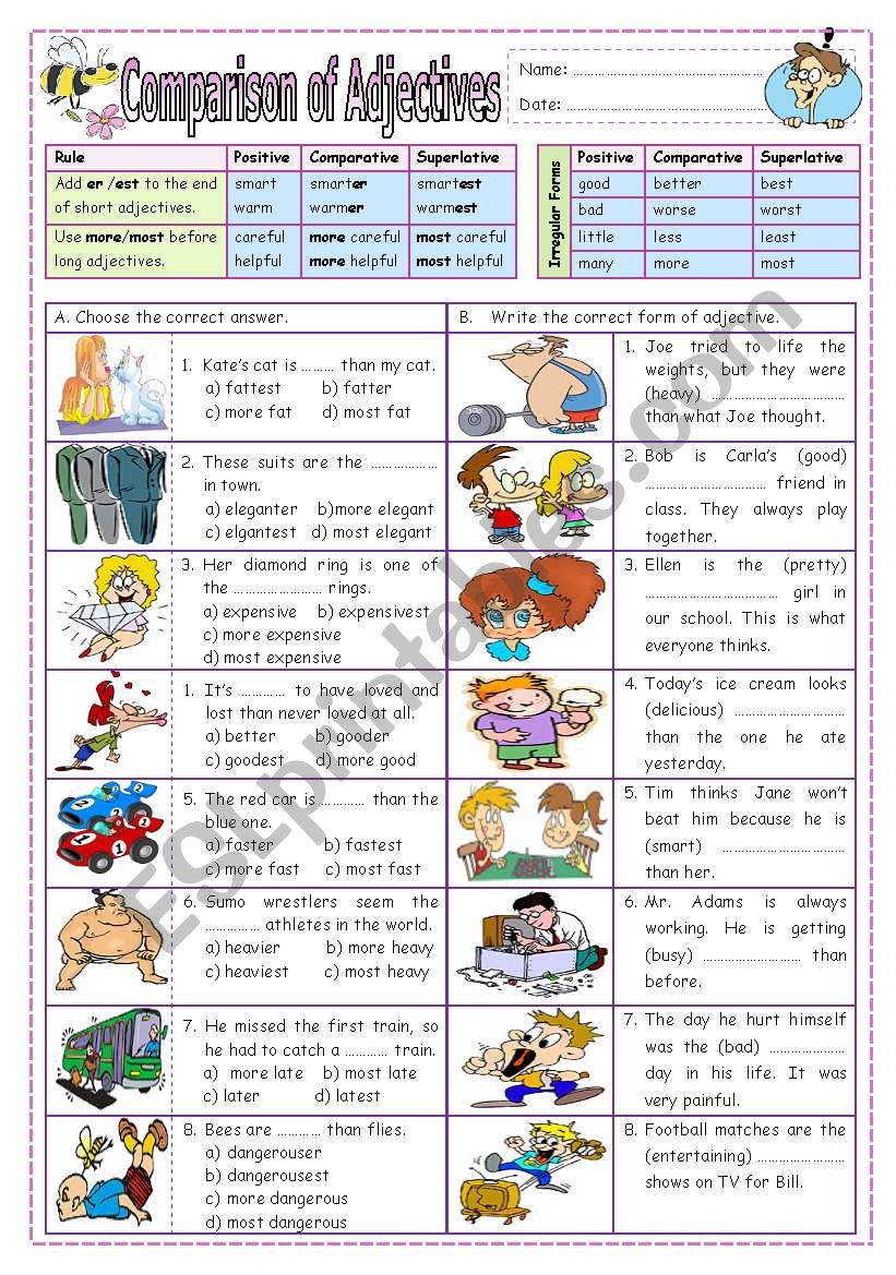 Comparison of Adjectives worksheet