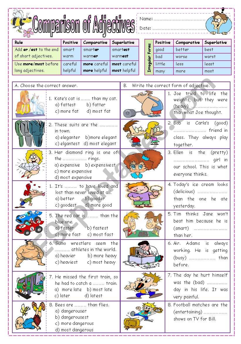 Comparison Of Adjectives ESL Worksheet By Missola
