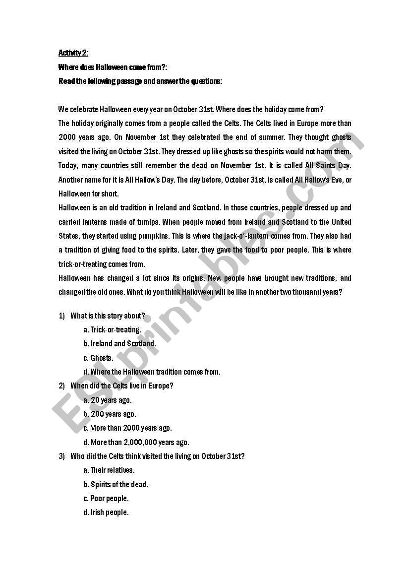 Halloween worksheet