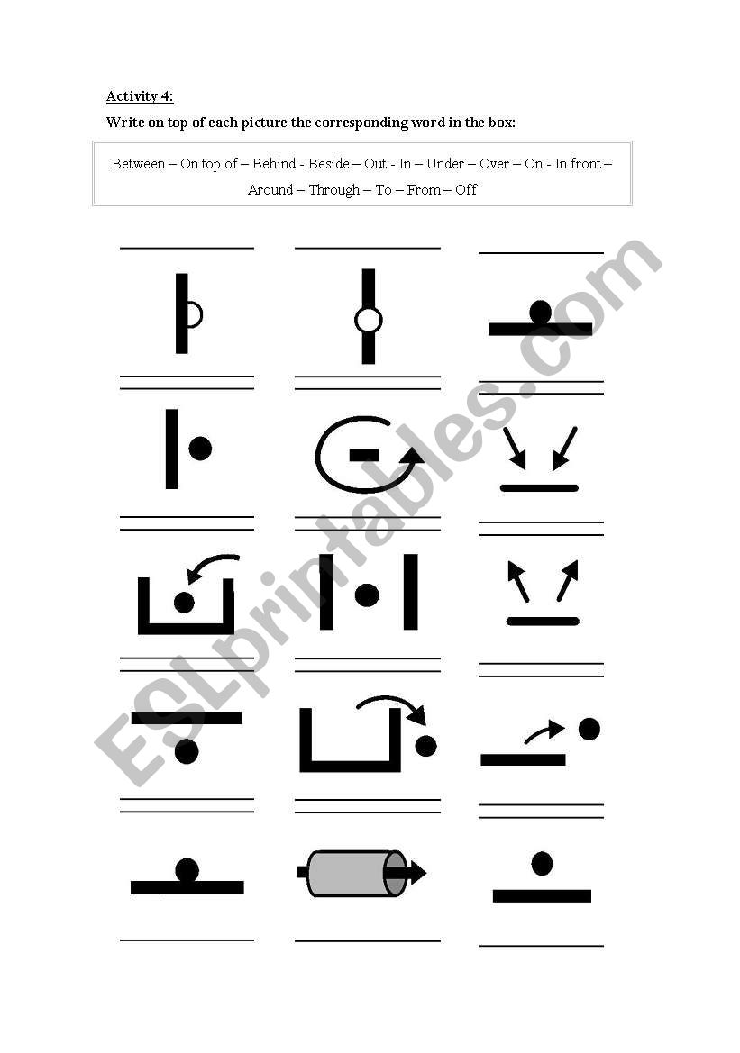 Prepositions of place worksheet