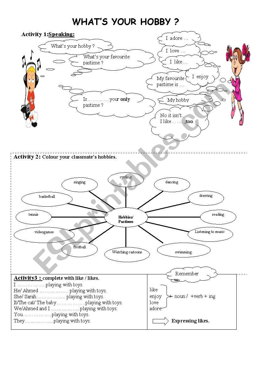 whats your hobby? worksheet