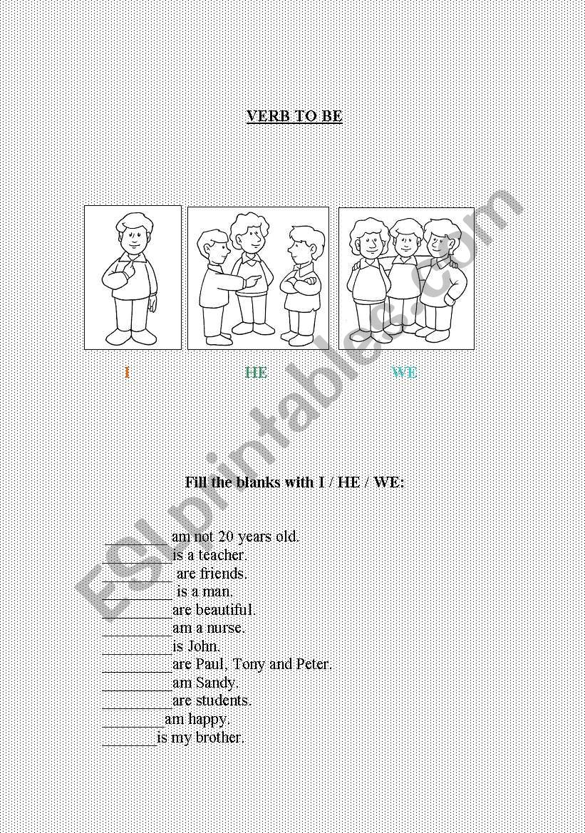 verb to be worksheet