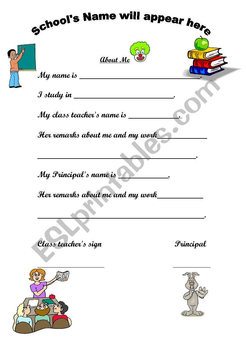 Cover page worksheet