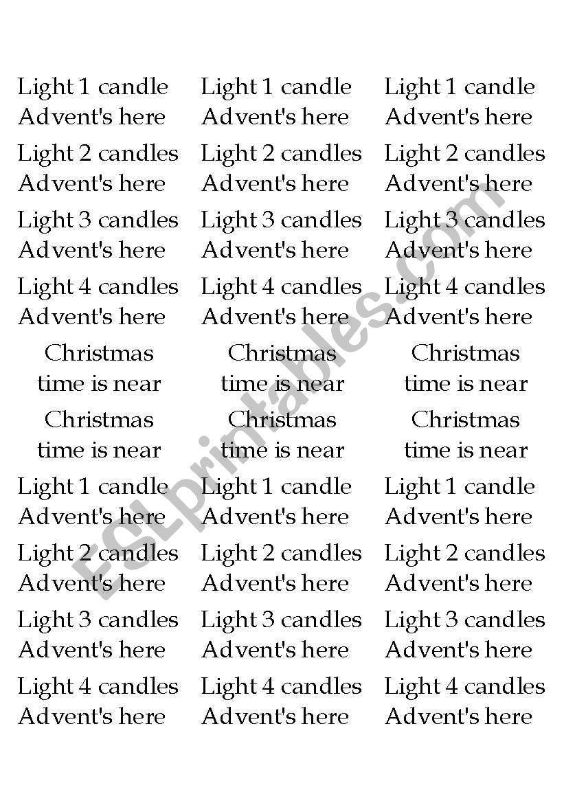 Advent candles worksheet