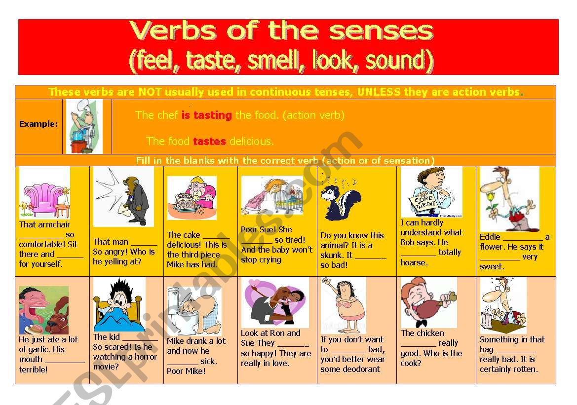 VERBS OF THE SENSES (FEEL, LOOK, SMELL, TASTE, SOUND)