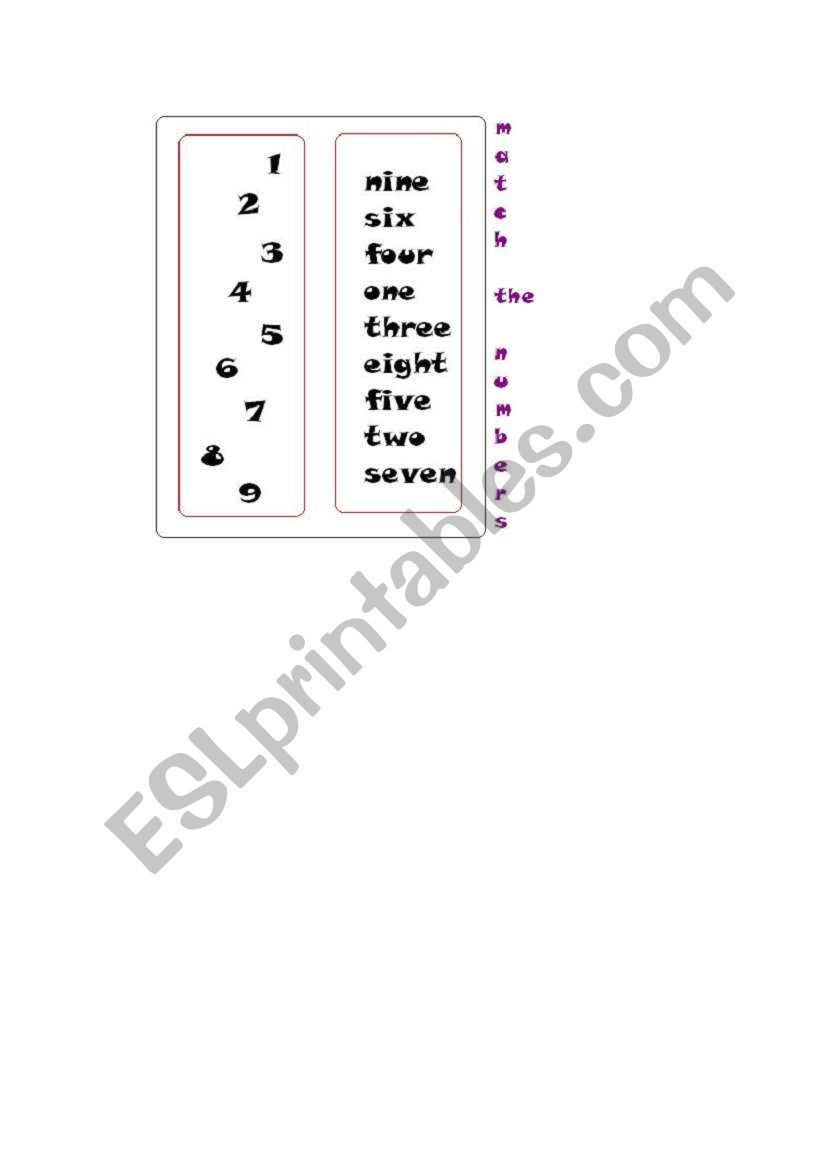 match the numbers worksheet