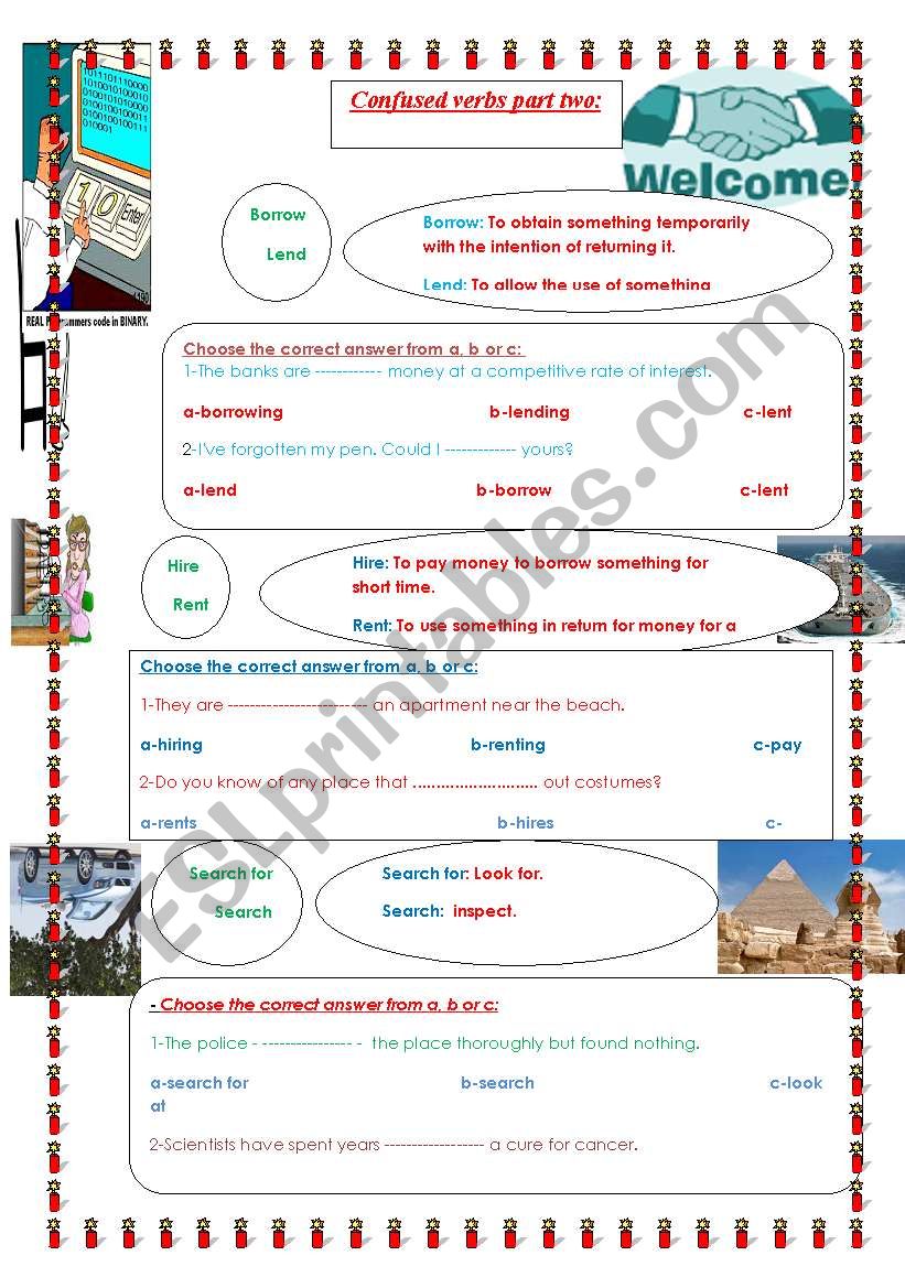 Cofused verbs 2 worksheet