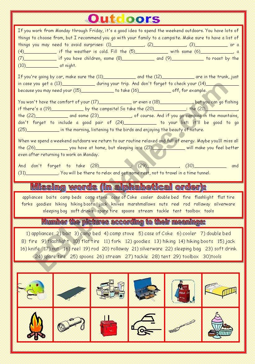 Outdoors worksheet