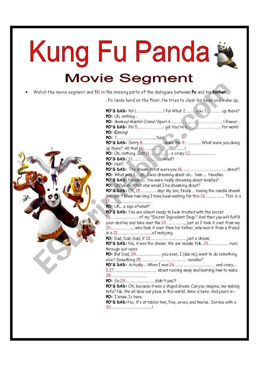 KUNG FU PANDA MOVIE SEGMENT-SCRIPT ACTIVITY