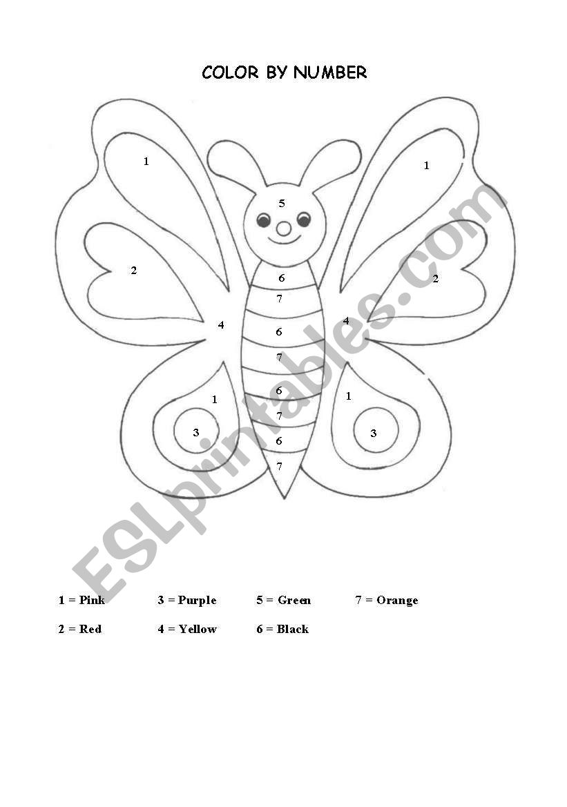 COLOR BY NUMBER worksheet