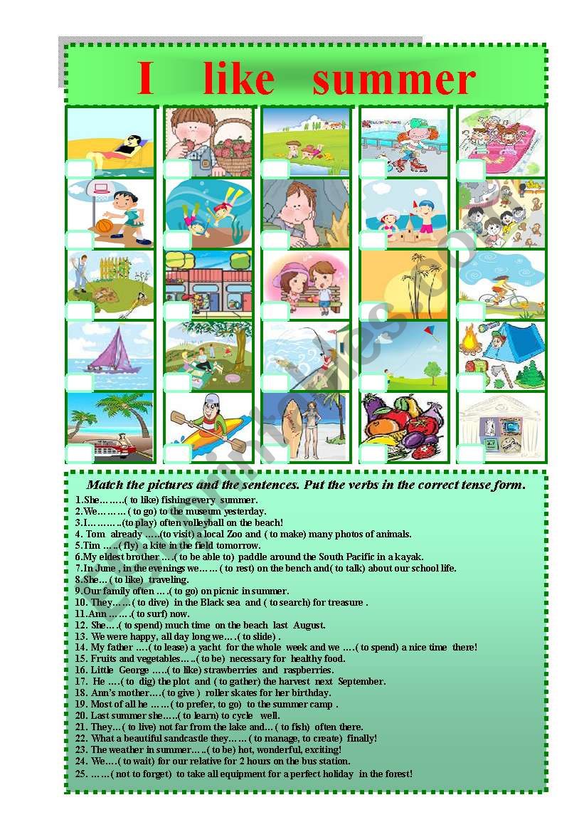 I like summer! worksheet