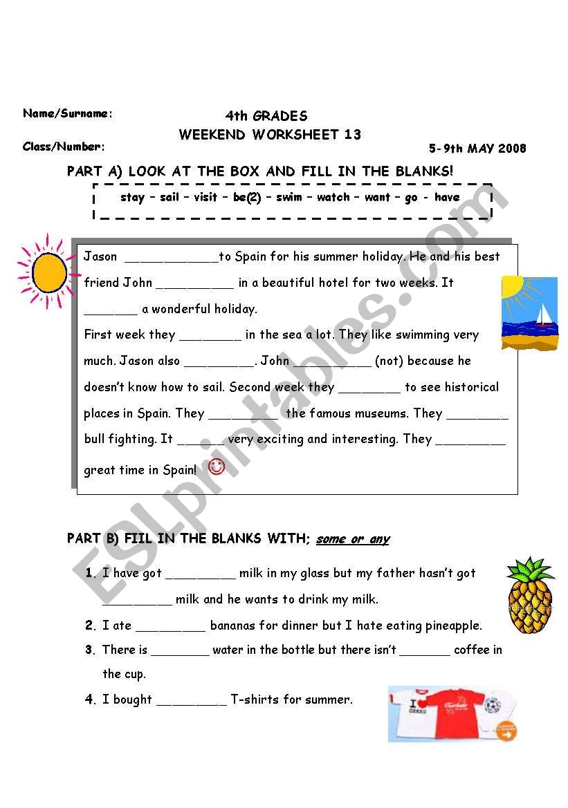 COLURFUL AND AMUSING 4TH GRADES WORKSHEET