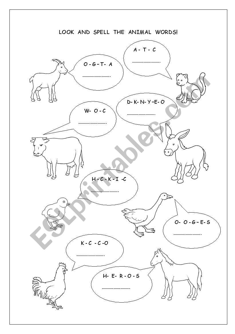 Look and spell the animal words