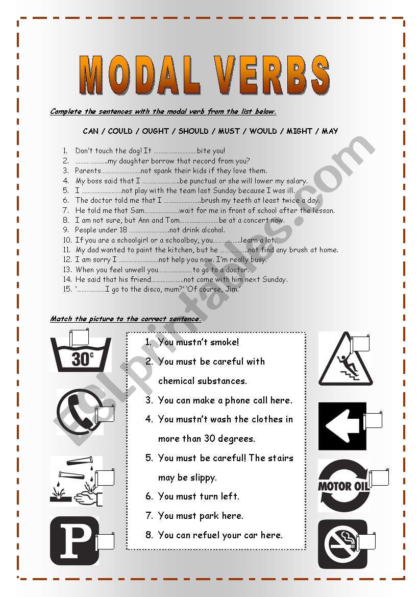 MODAL VERBS : CAN / COULD / OUGHT / SHOULD / MUST / WOULD / MIGHT / MAY